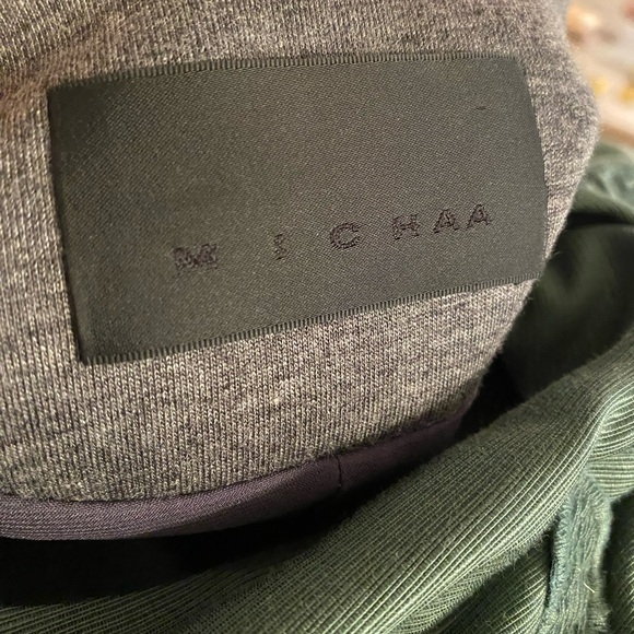 Michaa Korean XS Forest Green Textured Flower Front Grey Solid Back Metal Zip - Picture 4 of 10